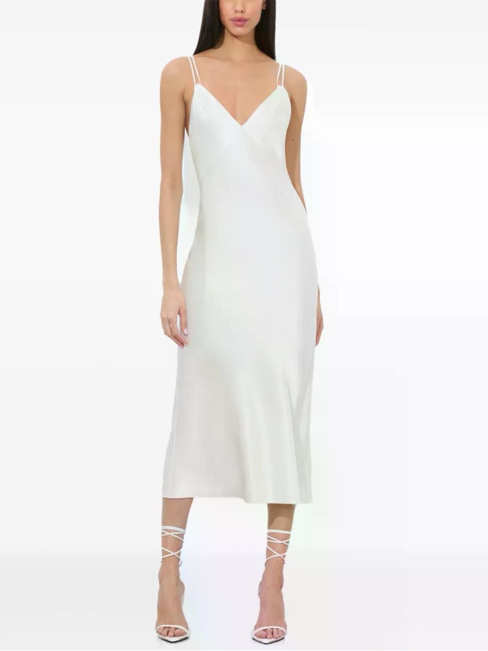 Alice + Olivia Kiro V Neck Slip Dress Off White Size 10 NWT $495